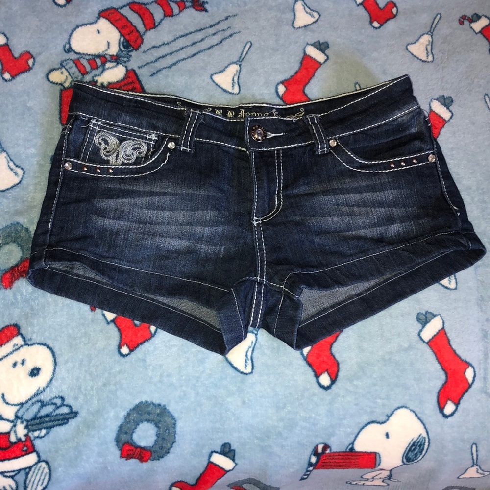 B.B Jeans Dark Wash Sequin Denim Shorts